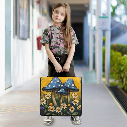 Mushrooms and Wildflowers Zipper Binder with Shoulder Strap, 500 Sheets Capacity, Multiple Pockets 1.5Inch 3 Ring Zipper Binder - color: Mushrooms and Wildflowers