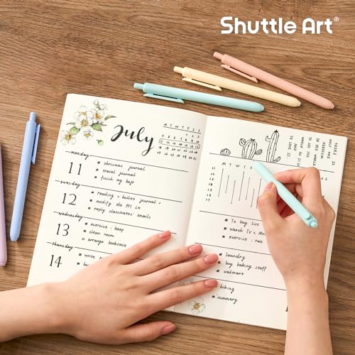 Shuttle Art Retractable Mild Gel Ink Pens - 22 Pack, Black Ink, Cute Fine Point Pens for Writing, Journaling & Notes - color: 22 Black Ink