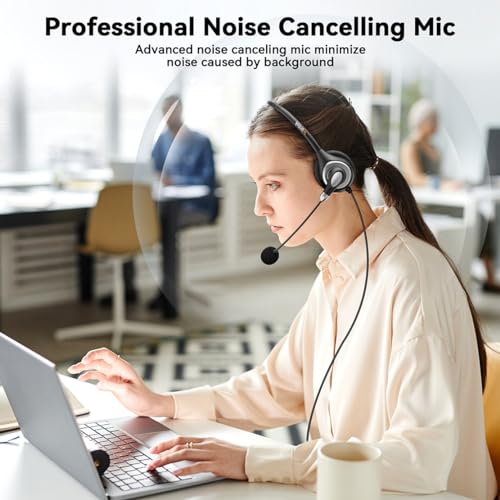 Wantek Headset with Microphone for PC Wired Headphones - USB C 3.5mm Headsets with Noise-Cancelling Microphone for Laptop