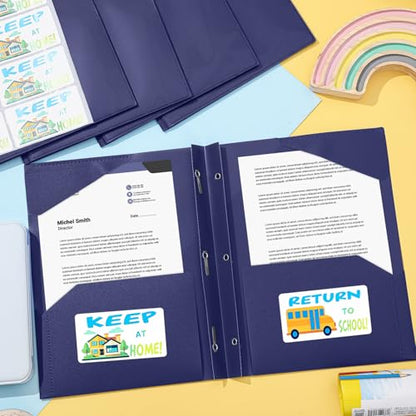 Henoyso 24 Set Take Home Folders with Clear Front Pocket, School-to-Home Communication Folder Bulk for Back to School Classroom, Heavy Duty Plastic Parent-Teacher Homework Folders (Dark Blue) - color: Dark Blue
