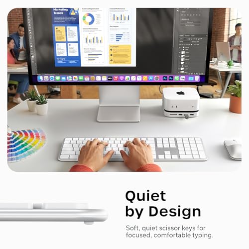 Satechi Slim EX3 Wireless Keyboard, Full-Size Keyboard w/Numpad, Multi-Device Bluetooth, 2.4GHz Connection for macOS, Windows, Android, Instant OS Key Remap,USB-C Rechargeable Battery, Silver - color: Silver, size: Keyboard