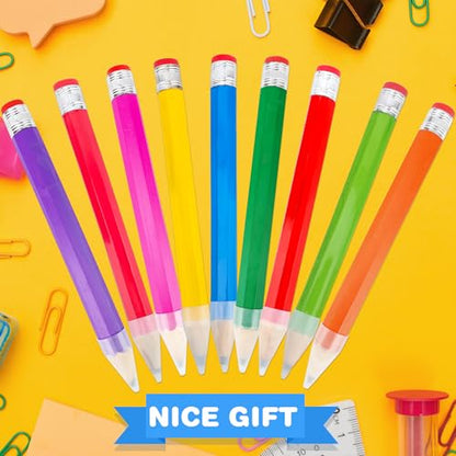 9 Pack 13 Inch Wooden Jumbo Pencils Funny Novelty Giant Wood Pencils Large Toy Wood Pencil for Kids School Students Office Home Party Favors, 9 Colors