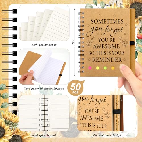Yeaqee 100 Pcs Employee Appreciation Gifts Inspirational Gifts Set Mini Spiral Notebooks with Pen May You Be Proud of The Work You Do Motivational Thanks Gift for Staff Coworkers (Awesome) - style: Awesome