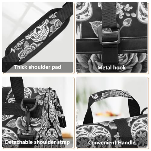MNSRUU Insulated Lunch Bags Women Men, Abstract Floral Skulls Portable Reusable Thermal Meal Tote Cooler Bag Organizer, Adjustable Shoulder Strap, Handle - color: Skulls 035