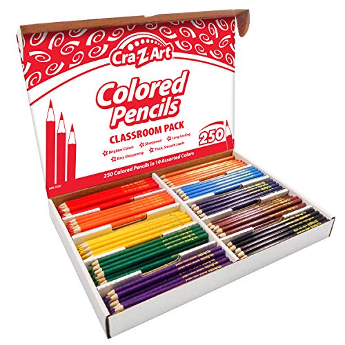 Cra-Z-Art Colored Pencils Bulk Class Pack 250ct 10 Assorted Colors, Back To School Supply List Essential, Bulk Pack for School Supply Rooms and In Class For Teachers - color: 250 ct 10 assorted colors