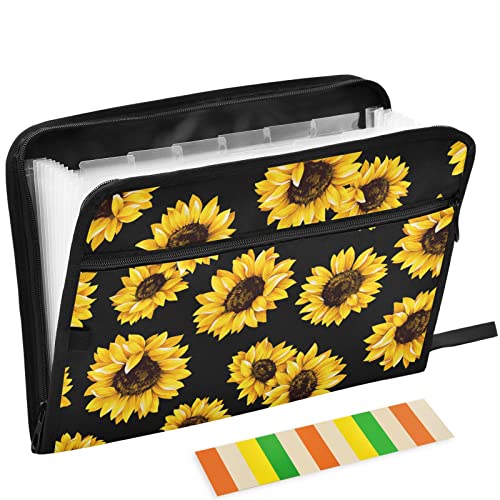 Sunflower Summer 13 Pockets Expanding File Folder with Sticky Labels Accordion File Folder Document Organizer Letter Size A4 Papers Expandable File Keeper - color: Multicolor 12