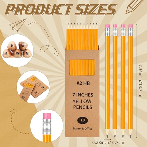 Geyoga 50 Boxes Woodcased Classroom #2 HB Pencils with Erasers 500 Count Pre-sharpened Number 2 Pencils for School Teacher Office Supplies, Writing, Drawing and Sketching Back to School Gifts(Yellow) - color: Yellow