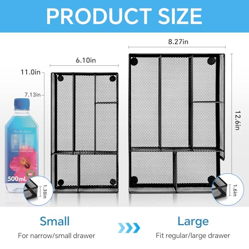 Desk Drawer Organizer, Office Drawer Divider Organizer Tray with 6 Compartments, Metal Mesh Desktop Organization and Accessories for Stationery Makeup Kitchen Toolroom School ＆ Office - size: Small