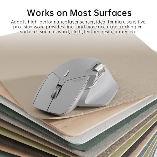 Rapoo MT760Mini Bluetooth Wireless Mouse - Bluetooth 5.0 and 2.4GHz Multi-Mode Connection, Support 4 Devices, M+ Cross Computer Technology, 11 Programmable Buttons,Light Grey - color: Light Grey, size: Mini