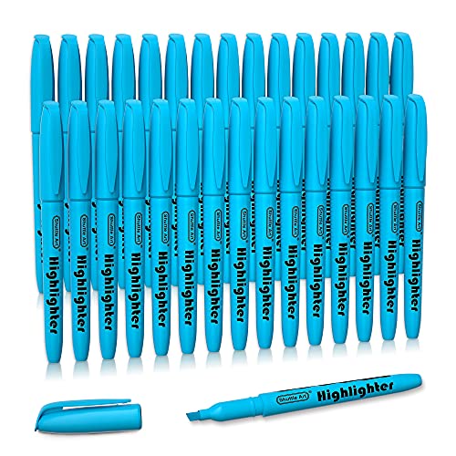 Shuttle Art Highlighters, 30 Pack Blue HighlighterPens Bright Colors, Chisel Tip Dry-Quickly Non-Toxic Highlighter Markers for Adults Teachers Students Highlighting in the Home School Office - color: Blue