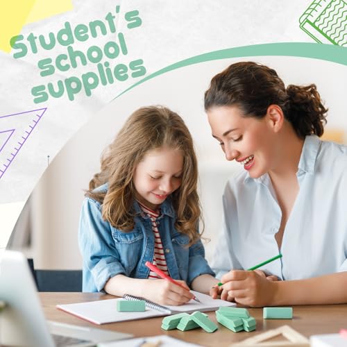 12 Count Green Pencil Erasers Rectangular Rubber Eraser Bulk for Bag Supplies Gift Teacher Student - color: Green