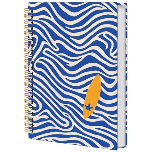 Boho Coastal Beach Surf Spiral Notebook, Surfing Gifts for Teacher, Ocean Journal Notebook, Surf Notebooks for School Work, Beach Office Supplies Gifts for Surfers Women Men, 5.5x8.3 Inch - color: Beach Surf