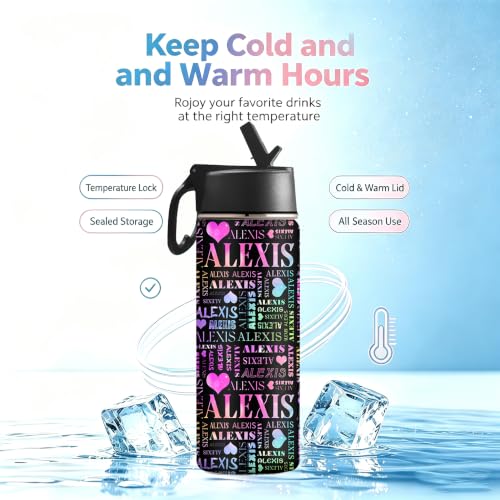 MyPupSocks Custom Water Bottle for Kids, Personalized Kids Water Bottle with Name, 18oz Stainless Steel Insulated Water Bottle with Straw, Leak Proof School Water Bottle for Boys Girls - color: Color 94