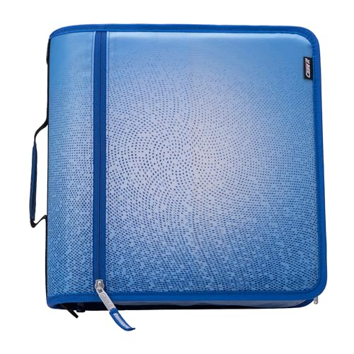 Case-it Mighty Zip Tab School Zipper Binder | 3-Inch O-Rings, 600-Sheet Capacity, 5-Subject Expanding File Folder, Multiple Pockets & Storage Organizer, Shoulder Strap | D-146 Pointlist - color: Pointillism Blue, size: 1 Pack