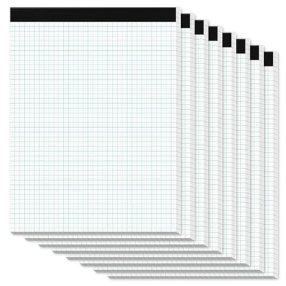 Zaviko Graph Paper Pads 8.5 x 11, 8 Pack, 4x4 Quad Grid Paper Pad 8-1/2" x 11", White Quadrille Pad, Easy Tears Off Design, Grid Notebook 8-1/2 x 11, White 70 GSM Graft Paper, 30 Sheets/Pad - size: 8.5 x 11.75 Inch, style: White-Squared-8 Pack(30 Sheets)
