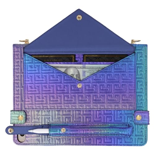 Shiny Case for iPad mini 5/4/3/2/1, Mini 7.9" Handbag Case, Techcircle Iridescent PU Leather Folio Envelope Pocket Stand Cover with Hand Strap+Shoulder Strap+Pencil Holder+Card Slots, Shiny Indigo - color: 03 Shiny Indigo, size: iPad Mini 5/4/3/2/1 7.9"