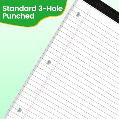 3 Hole Legal Pad 8.5 x 11, 12 Pack White Note Pads, Notebook Paper Wide Ruled, Writing Paper Pads, Notepads with Binder Holes, Lined Paper 8.5x11, Ideal for School, Home, Office, 30 Sheets/Pack - style: 12 Pack-30 Sheets/Pad-White