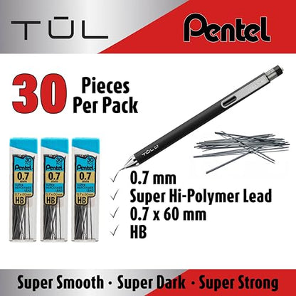 Mechanical Pencils Refill Set, Includes (3 Pack 9 Erasers), & Super Hi-Polymer 0.7 mm Lead Refills, 3 Pack Tubes, 90 Pieces Of Lead, (Refill Set) - style: Refill Set