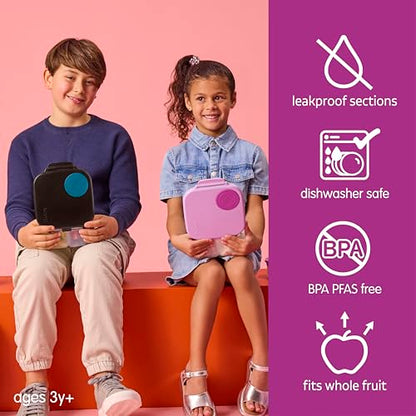 b.box Mini Lunch Box Kids | 4.25 Cup Leak Proof Bento Box for Kids Ages 3+ | 3 Compartment Snack Containers, School Lunch Container, Dishwasher Safe, BPA-Free, PFAS-Free - Night Vision - color: Night Vision, size: 1-pack
