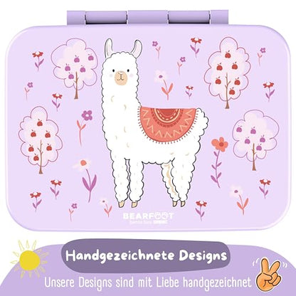 BEARFOOT Kids Lunch Box with Compartments – Compact & Lightweight | Leak-Proof, BPA-Free, Dishwasher Safe | Hand-Drawn Design for Preschool, School, Travel (Llama Purple, 2.75 Cups) - color: Lama-Purple, size: 2.75 Cups