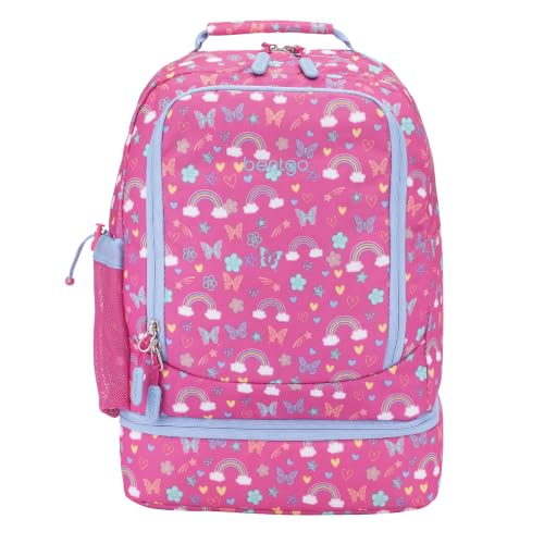 Bentgo Kids 2-in-1 Backpack & Insulated Lunch Bag - Durable 16” Backpack & Lunch Container in Unique Prints for School & Travel - Water Resistant, Padded & Large Compartments (Rainbows & Butterflies) - color: Rainbows and Butterflies