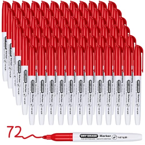 SFAIH Red Dry Erase Markers Fine Tip 72 Pack for Whiteboard - color: Red