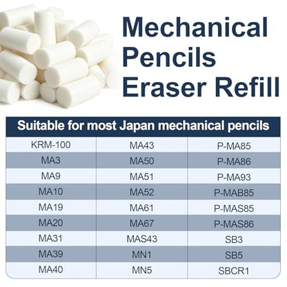 50pcs White Refill Erasers for Mechanical Pencil, Universal Traceless Eraser Replacement, Propelling Pencils Refills Supplies Accessories for Notebooks Sketching Papers