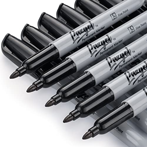 LAZGOL Permanent Markers Bulk, 32 Pack Black Permanent Marker Set, Fine Tip, Waterproof Markers, Premium Smear Proof Pens, Waterproof, Quick Drying, Office Supplies for School, Office, Home - style: Fine（Black