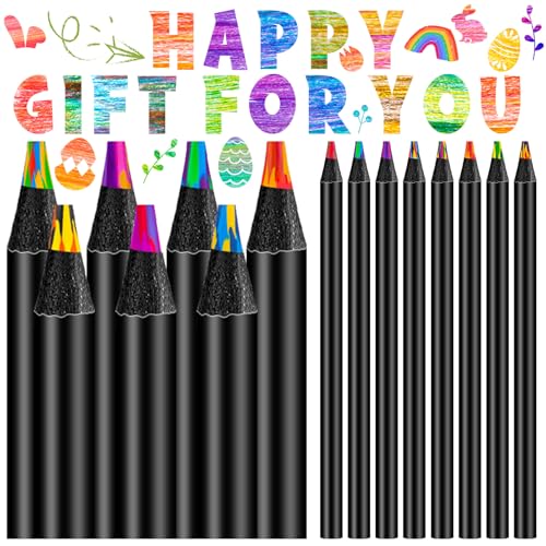 YGAOHF 15 Pcs Rainbow Colored Pencils for Kids, Rainbow Pencils Bulk, Jumbo 12 Color Pencils for Adults, Art Supplies for Drawing Coloring Stocking Stuffers, Valentines Christmas Birthday Gifts