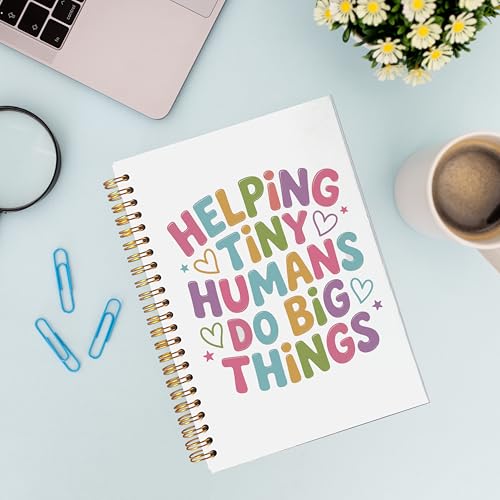 VNWEK Pastel Teacher Spiral Notebook Journal 5.5x8.3 Inch, Preschool Kindergarten Teacher Appreciation Gifts Journal, Helping Tiny Humans Do Big Things Lined Hardcover Spiral Notebook - color: lz-notebook-9
