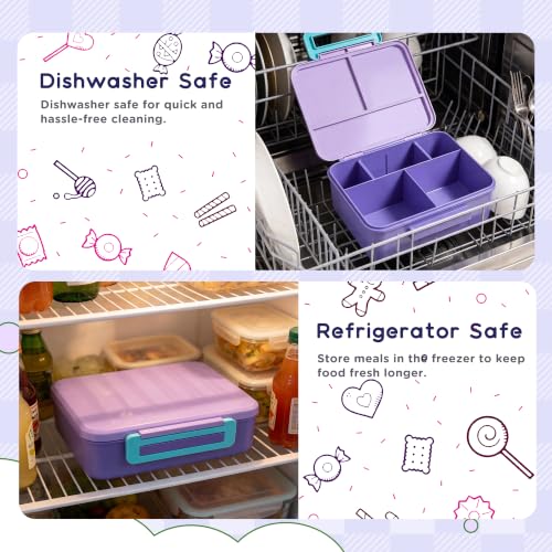 Bento Lunch Box for Kids with 8oz Soup Thermo Leak-Proof Lunch Food Containers with Snack Sauce Container for Kid Girls Boys to School,Purple Bag - color: Purple Bag