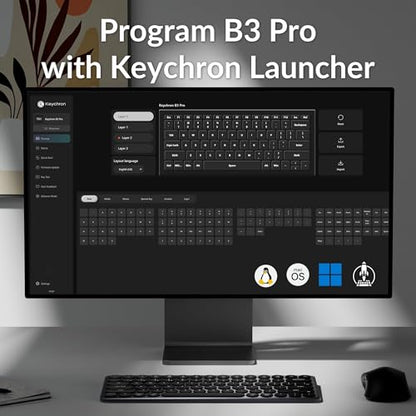Keychron B3 Pro 75% Ultra-Slim Wireless Keyboard, 2.4GHz, Bluetooth 5.2 / Wired USB Connection, Lightweight Design, Portable Silent White Bluetooth Keyboard for Mac Windows Linux Tablet Phone - color: Gray