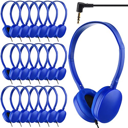 Konohan 18 Pack Class Set Headphones for Students Bulk Headphones for Classroom School Adjustable 3.5mm Wired Earphones Classroom Must Haves Teacher Supplies(Blue) - color: Blue
