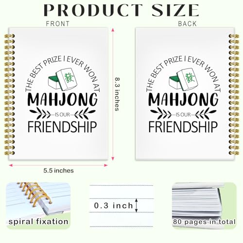 Mahjong Friendship Notebook Journal 5.5x8.3, Funny Mahjong Notebook Gifts for Women Friends Mah Jong Lovers Players, Mah Jong Accessories Journals, Hardcover Spiral Notebooks for Note Taking - color: 2
