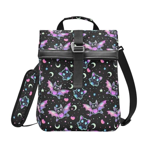 MNSRUU Insulated Lunch Bag Women Men Aldults, Magic Galaxy Bat Portable Reusable Thermal Meal Lunch Tote Cooler Bag Organizer, Adjustable Shoulder Strap, Handle - color: Skulls 219