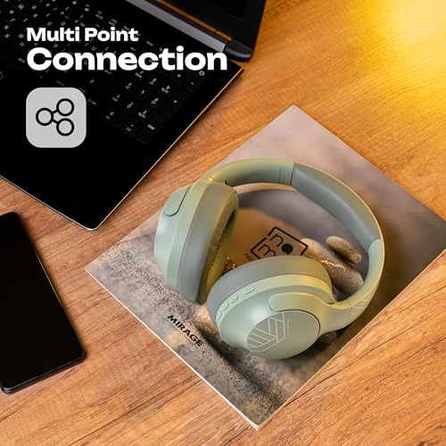 PowerLocus Bluetooth Headphones Over Ear, 50H Playtime with 4 EQ Modes Wireless Headphones with Microphone, HiFi Stereo Deep Bass, Soft Ear Cups, Foldable Lightweight Headset for Travel/Office/Workout - color: Mint