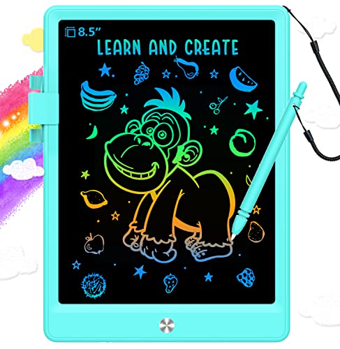 BUKEBU LCD Writing Tablet,8.5 inch Colorful Doodle Board for Kids (Blue) | Kids drawing painting pad; radiation-free no glare; eye-friendly learning toy; gift for girls aged 3 to 6 years - color: Blue, size: 6"W x 8.4"H