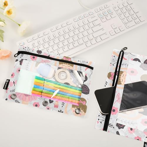 Cute Ballerina Girl Pencil Pouch for 3 Ring Binder, 2 PCS Binder Pencil Pouch with Zipper, Clear Window Zipper Pencil Case Pencil Bags for School Office Supplies - color: Ballet