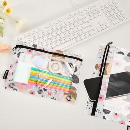 Cute Ballerina Girl Pencil Pouch for 3 Ring Binder, 2 PCS Binder Pencil Pouch with Zipper, Clear Window Zipper Pencil Case Pencil Bags for School Office Supplies - color: Ballet
