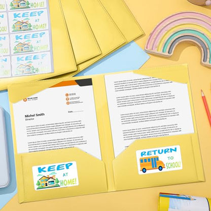 Henoyso 24 Pack Take Home Folders with 2 Pockets and Tabs, Plastic Classroom Communication Homework Folder School-to-Home with Clear Front Pocket for Students Parent Teacher Connector (Yellow) - color: Yellow
