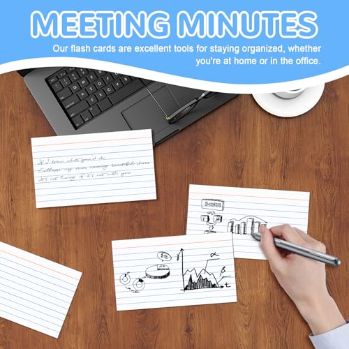 BIGNC Index Cards 3x5, 320 Pack Ruled Flash Cards, Note Cards 3x5 Lined, Flash Cards for Studying Note Taking and To Do List Double Side Lined, White