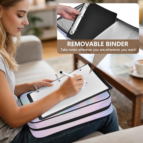 Rainbow Holographic 3 Ring Zipper Binder Accordion File Organizer Expanding File Folder Expandable for Documents A4 Letter Size