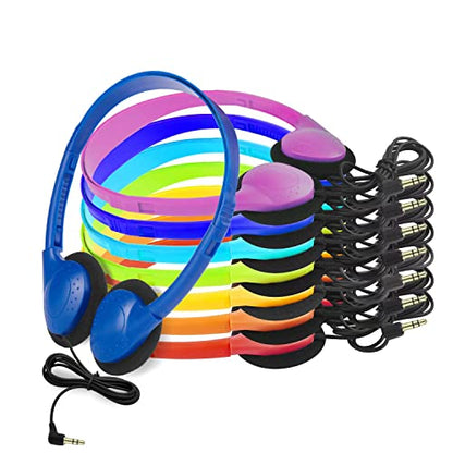 CN-Outlet Classroom Headphones Bulk 64 Pack Multi Color Class Set for School Students Kids Children Toddler Boys Girls Teen and Adult - color: 64 Mixed