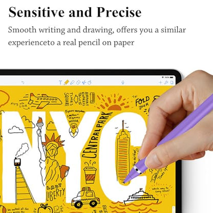 Stylus Pen for Touchscreen, Kenkor Rechargeable Digital Fine Point Active Tablet Pencil, Stylus Pen for iPhone/Switch/Android/Apple iPad Pro/Air/Mini/Samsung/Cellphone/Tablet Drawing & Writing -Purple - color: Purple
