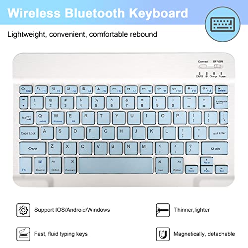 SOPPY Bluetooth Keyboard Case with Mouse for iPad 9th Gen 2021, 8th Gen 2020, 7th Gen 2019 10.2", Air 3 & Pro 10.5", Detachable Wireless Keyboard, Slim Protective Cover, Rechargeable, Blue - color: Sky Blue, size: 10.2 & 10.5 inch