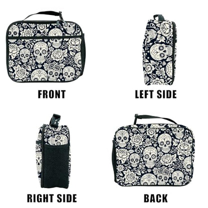Skull Lunch Bag Insulated Reusable Lunch Box Kids Girls Boys Cooler Thermal Tote Bag For Men Women School Work Picnic - color: Skull