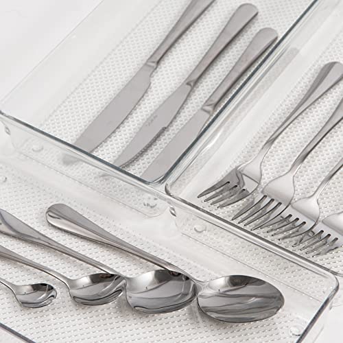 3 Pack Clear Plastic Drawer Organizer Tray Cutlery Utensil Makeups Drawer Silverware Organizers 12" X 6"… (6P(6X6+6X9+6X15)) - size: 6 Pack Mixed Sizes Clear Plastic