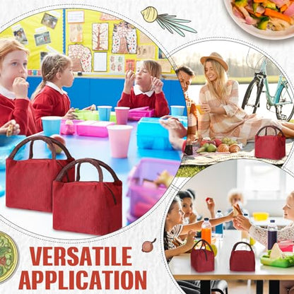 Chunful 12 Pcs Lunch Bags Bulk Reusable Insulated Lunch Box Bags with Aluminum Leakproof Tote for School Students Kids Women Men Children Adult Office Work Employees Travel - color: Wine Red