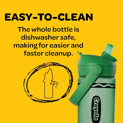 CamelBak Crayola Flip Straw Kids Water Bottle with Bite Valve, Tritan Renew Design for School and Everyday Use, 14oz, Cherry Red - color: Cherry Red