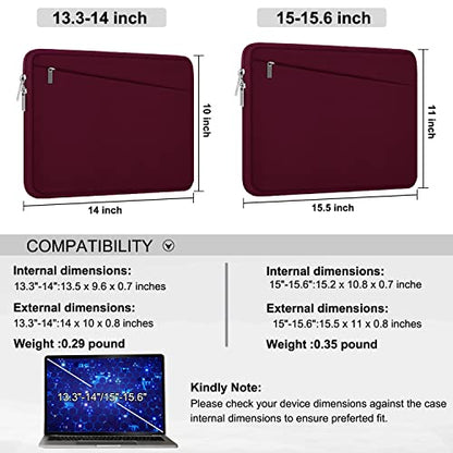 Laptop Sleeve 15.6 inch, Durable Computer Carrying Bag Protective Case Briefcase Handbag with Front Pocket, Slim Laptop Cover for 15.6 Inch HP, Dell, Lenovo, Asus, Notebook, Wine Red - color: Wine Red, size: 15.6 Inch